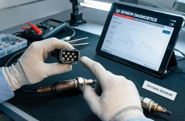 Technician confirming sensor connector