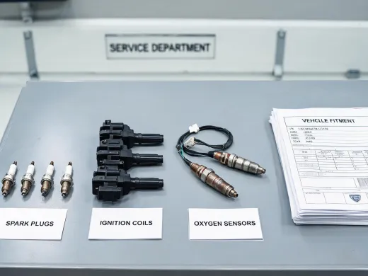 Dealer service department electrical parts staging